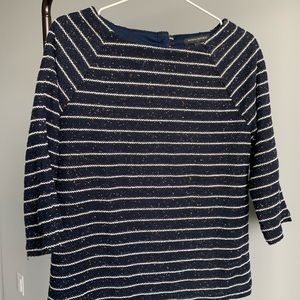 Banana Republic Striped Woven 3/4 Length Sleeve Sweater